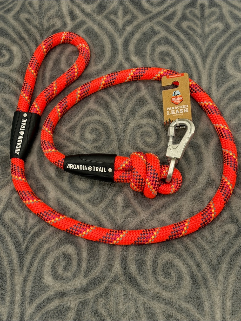 Arcadia Trail Orange Paracord Dog Leash - Durable Rope Lead